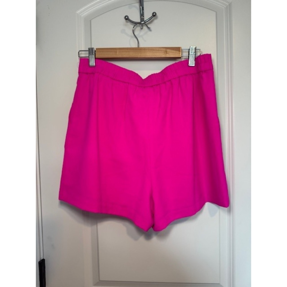 AQUA Womens Hot Pink High Waisted Tailored Shorts Size M Neon Fuchsia Pleated - Picture 4 of 4